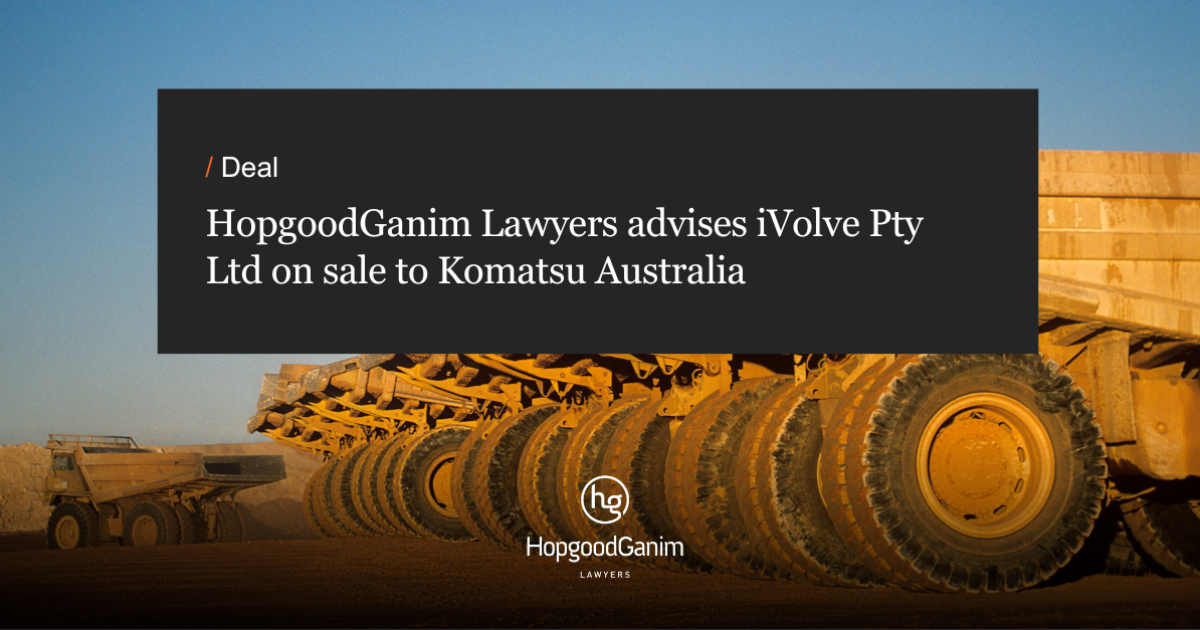 HopgoodGanim Lawyers advises iVolve Pty Ltd on… | HopgoodGanim Lawyers